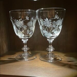 Pair of Waterford Great Room Crystal Water goblets